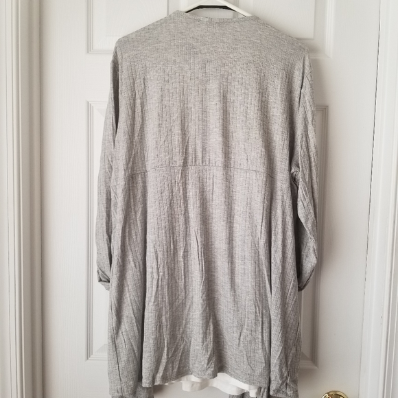 Sz 2x Ribbed Drape Cardigan Gray - Picture 4 of 7